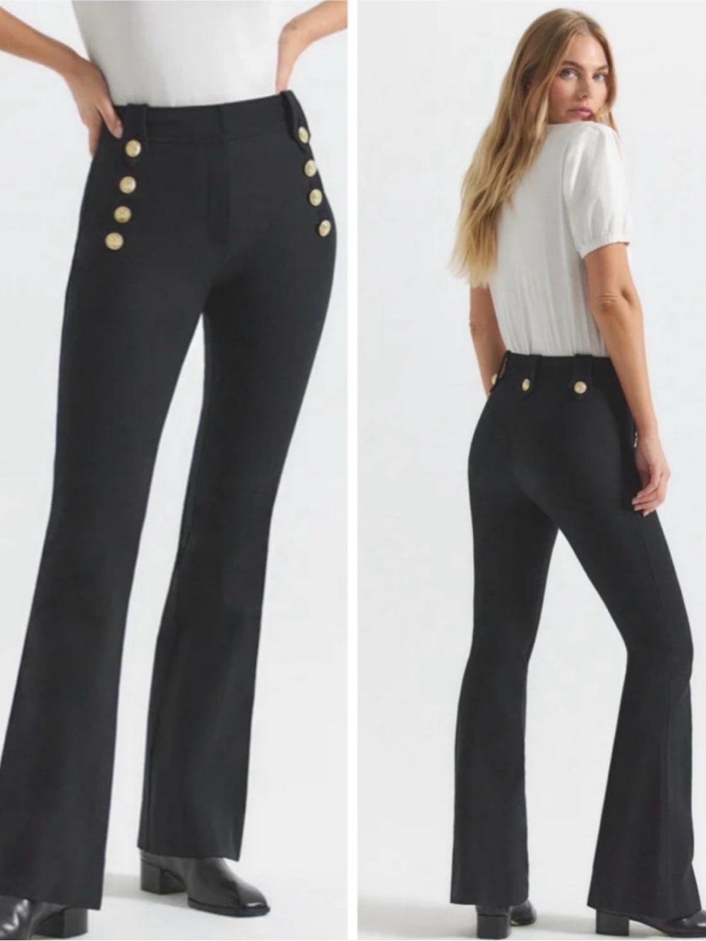 Derek Lam 10 Crosby Black Flare Dress Pants with Gold Buttons Size 8
